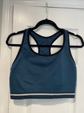 Members Mark Size XXL Teal Blue Black Ribbed Seamless Open Racerback Sports Bra