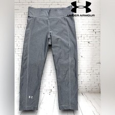 UA Under Armour heat gear compression gray cropped leggings Sz S. 20" inseam