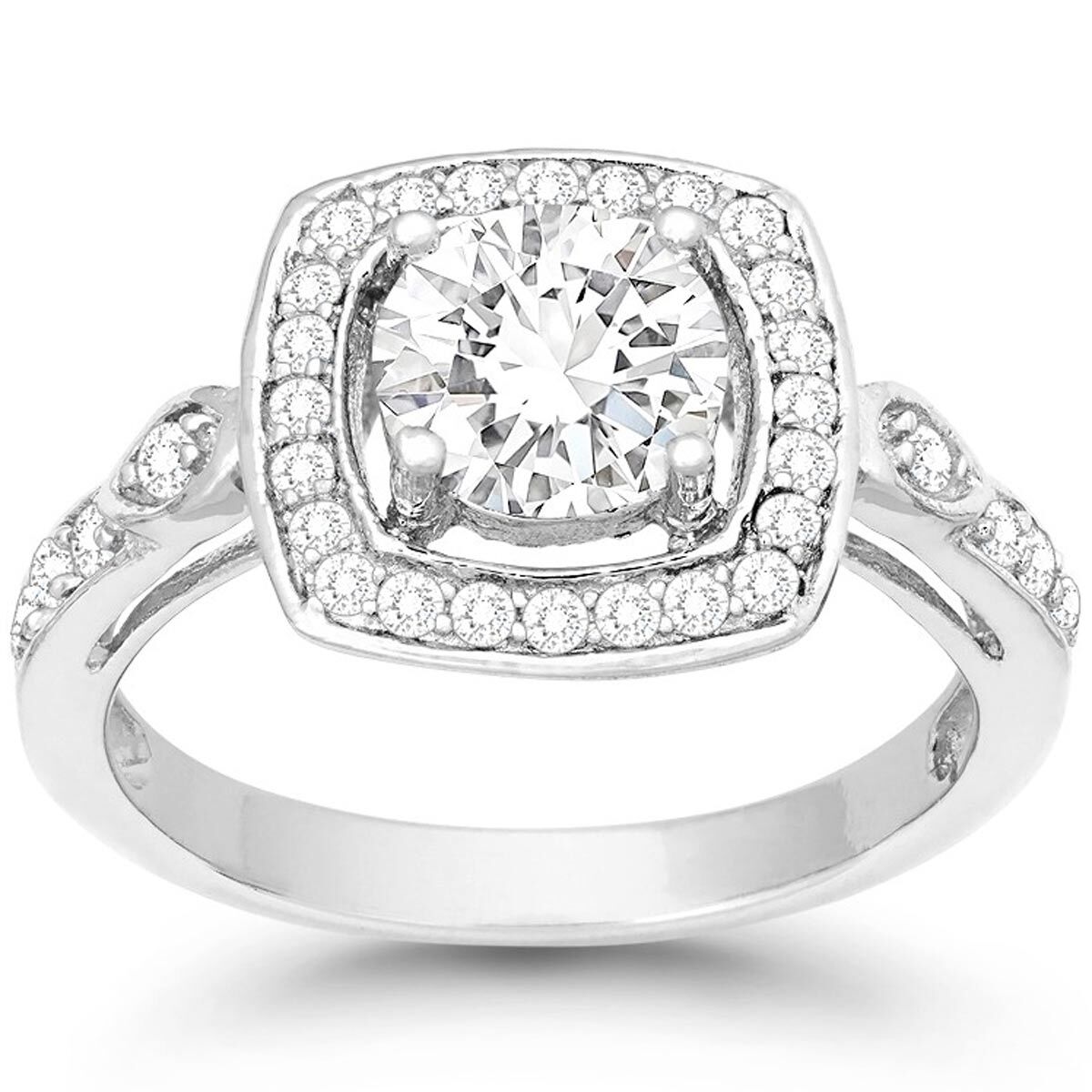 Classic Womens 7mm Round CZ with CZ Border Ring 9790₽