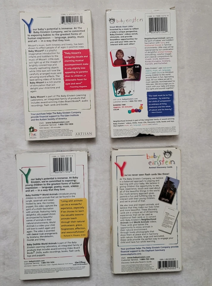 BABY EINSTEIN Lot 4 VHS VIDEOS, Neptune, Noah, Neighborhood Animals, Einstein - Image 2 of 4