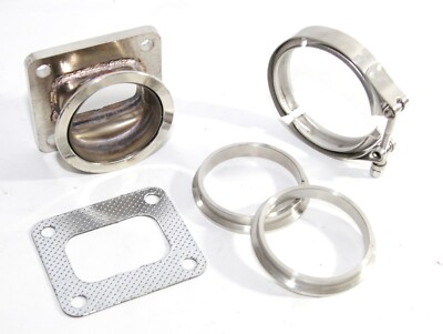 Combo Kit T4-4Bolt to 3''ID V-Band Flange Steel Adapter+Gasket+Clamp+Flanges