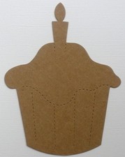 3 CUPCAKE w/' CANDLE - Birthday Unfinished Chipboard Die Cuts - 3 3/4" x 5"