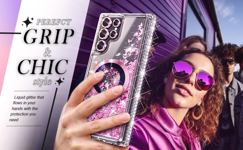 Funda MagSafe ULTRA Líquido Brillo MagSafe Para Samsung Galaxy S22/S22+ Plus/S22 Landyard Foto 3 de 4