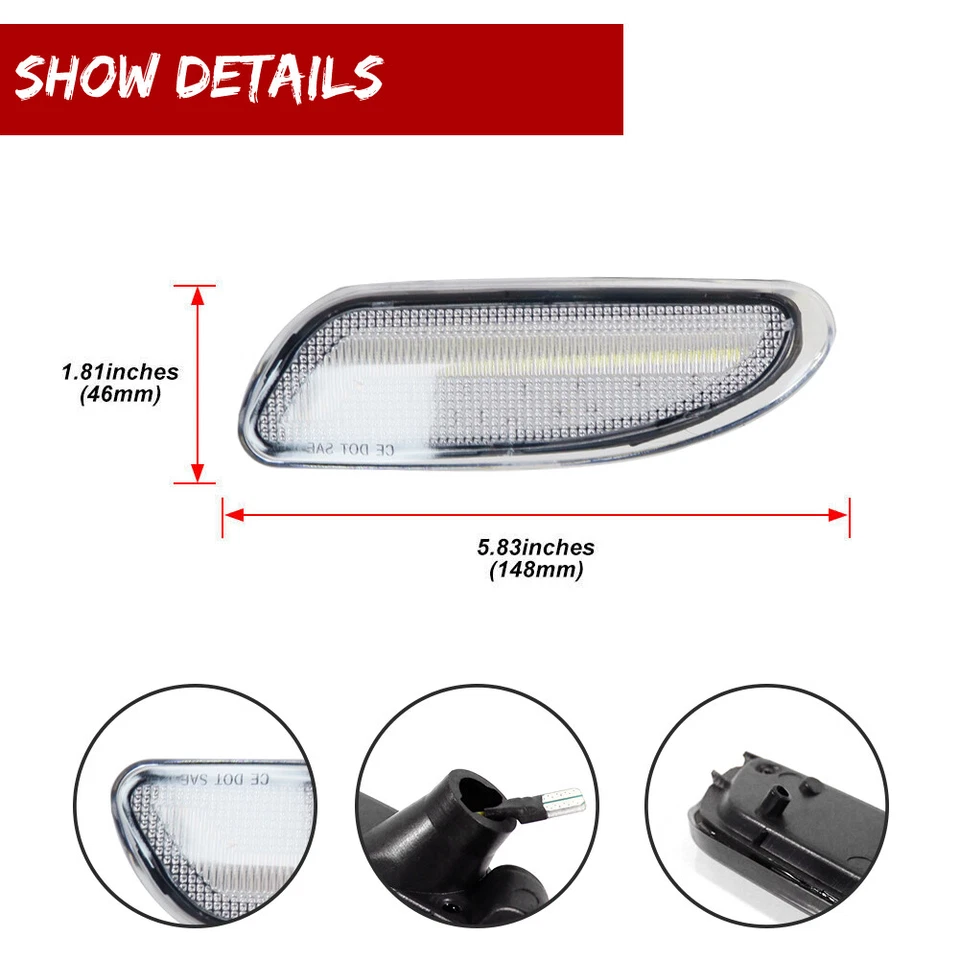 Luces LED laterales blancas carcasas transparentes para Mercedes Benz W203 Clase C 01-07 Foto 3 de 4