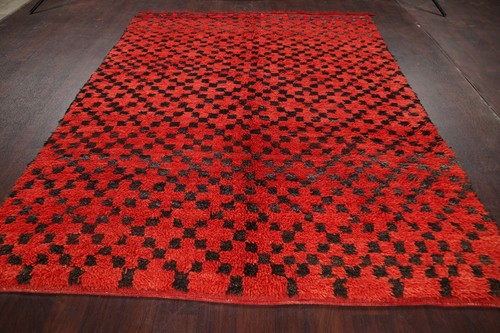 Vegetable Dye Authentic Moroccan Oriental Area Rug Hand-knotted Plush Wool 7'x9' - Picture 13 of 19