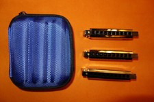 New HOHNER BLUESBAND HARMONICAS SET 3 Keys A C G w/ Zippered Gig Bag