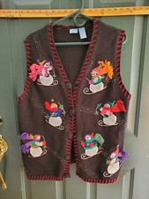 Vintage Ugly Christmas Sweater Vest Snowman