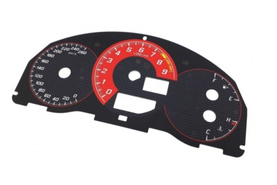 Subaru BRZ Custom RED Replacement tacho dials converted from MPH to Km/h