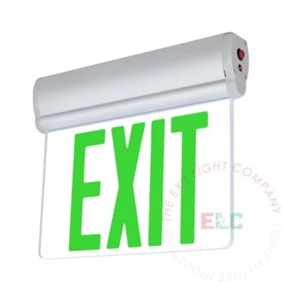 LIGHT FIXTURE INDUSTRIES LFI Lights | Green LED Edge Lit Exit Sign Light | Rotating Panel | ELRT-G-A-BB-S