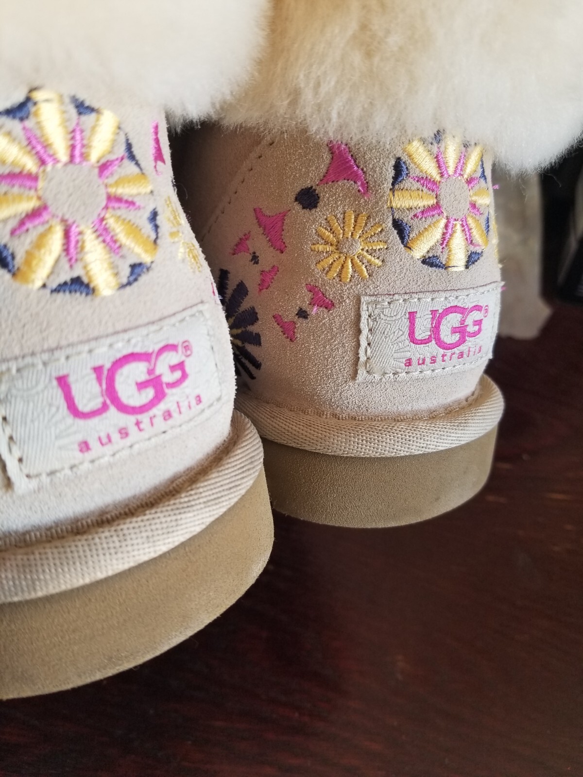 Rare Ugg embroidered  juliette  short  cuff sheepskin boots 6 image 8