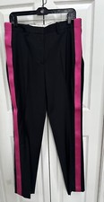  495 Helmut Lang SZ 8 Virgin Wool Seatbelt Trouser Black Fuchsia