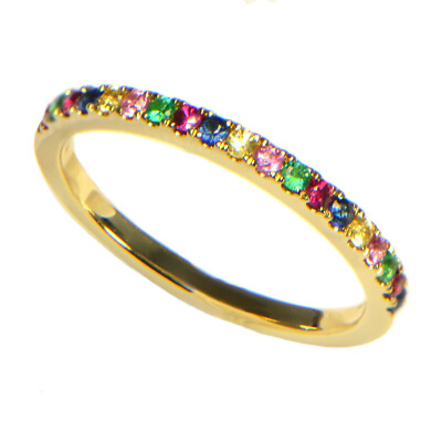 Memory Ring Emerald Ruby Sapphire 750 Yellow Gold 18K Color Stones Colorful Carat