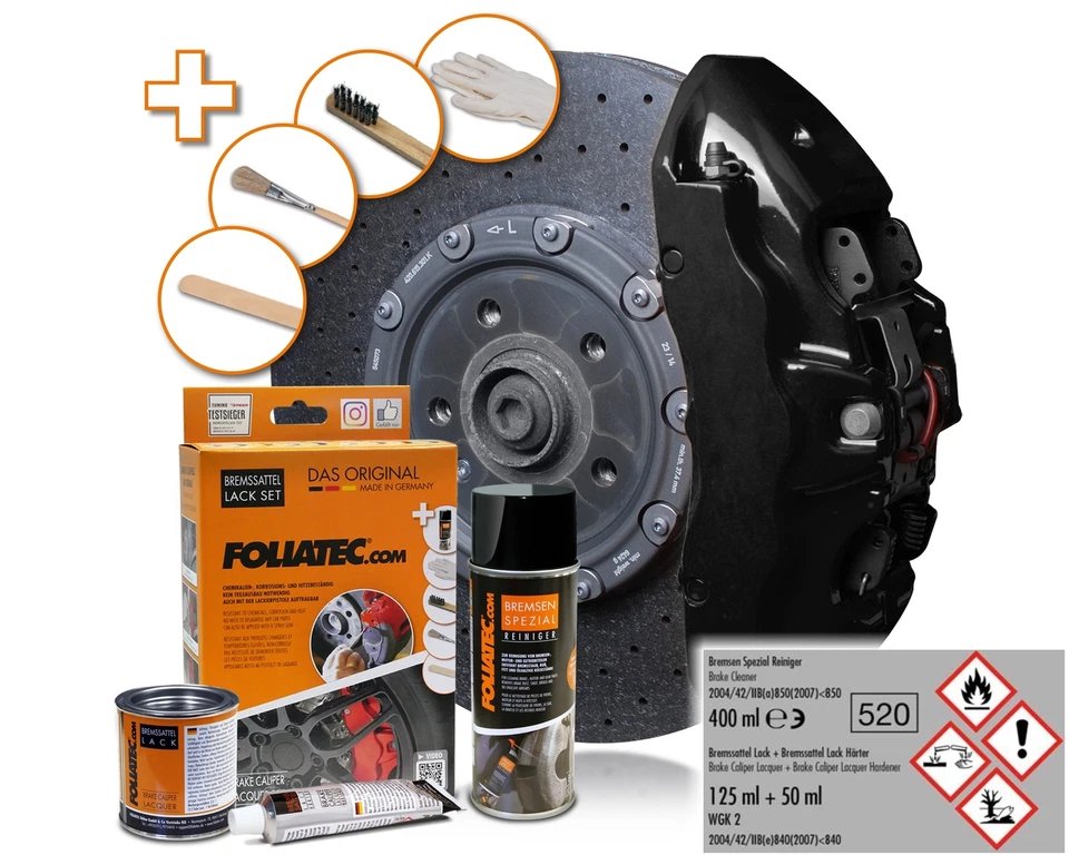 FOLIATEC Bremssattellack 2164 SCHWARZ Bremssattelfarbe Lack Farbe hitzebeständig