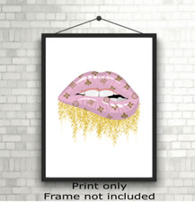 Pink Lips Make Up Designer Fashion Wall Art Poster Print Picture Gift A5 A4 A3