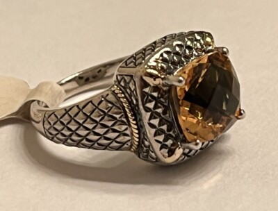 Ladies Kim Eleganza 18K / SS Citrine Gemstone Ring size 7