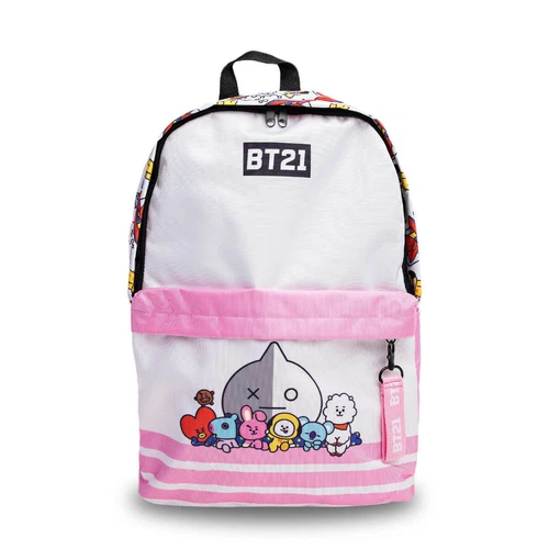 MOCHILA DE NAILON URBANA BTS BT21 ROSA RJ VAN TATA MANG LINDO REGALO PARA SU CUMPLEAÑOS 