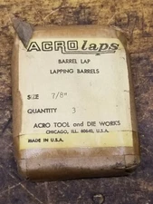 Acrolaps Set Of 3 Barrel Lap Lapping Barrels Size 7/8" NEW