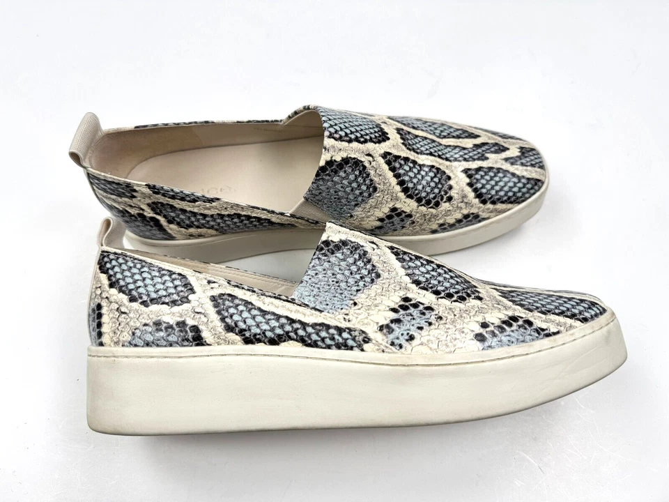 Vince Saxon 2 Sneaker Flat Womens 8.5 M Snake Gray Leather Slip-On Platform - Image 4 of 4