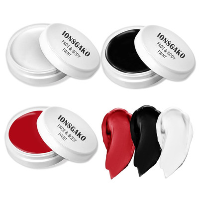 3PCS Clown Makeup Kit Black White Red Face Body Paint Professional Oil Based Bod