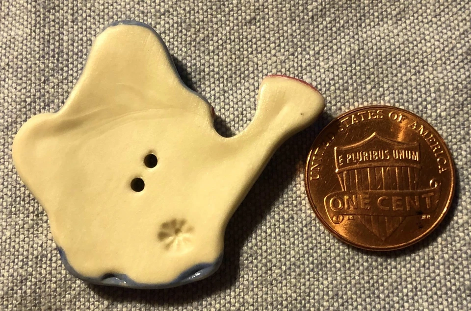 ONE Large Hand-crafted Ceramic Watering Can Button 1 9/16" 39.6mm Wide 9107 - Image 2 of 2