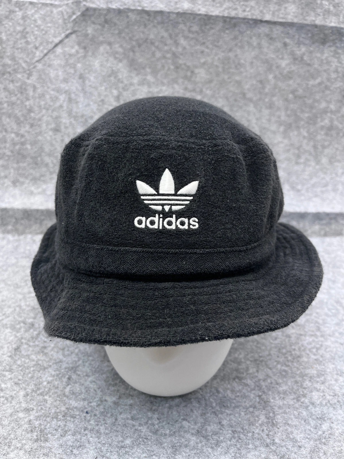 Adidas Bucket Hat Cap Adult One Size Black Gray 100% Cotton French Terry