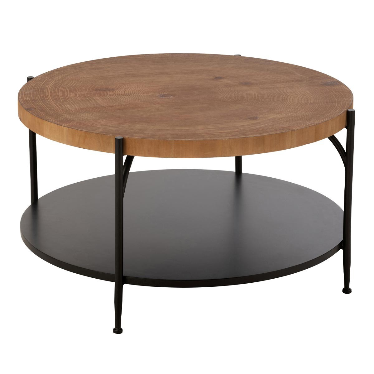Table basse plateau naturel et structure noire Mia 80cm au design épuré