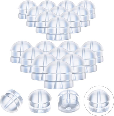 100 Pieces Clear Earring Backs Hamburger Shaped Safety Backs Secure Locking Sili