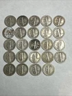 Mercury Dimes Lot of 24 90% Silver Mixed Dates 1930s to 1940s 1920s coins