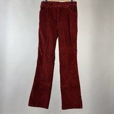 Vintage 70s Changing Scene Corduroy Flare Bell Bottom Pants 30 Waist Rust Red