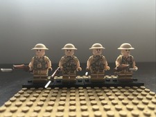 Custom World War 2 British 2x Machine Gunner And 2x SAS Minifigure Bundle