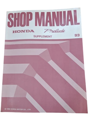 Manuel D'Atelier Honda Prelude Supplément 1993 93 Première Édition - Photo 1/4