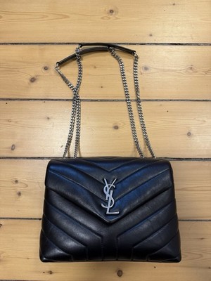 Yves Saint Laurent Handtasche Loulou Small Leder Schwarz Silber