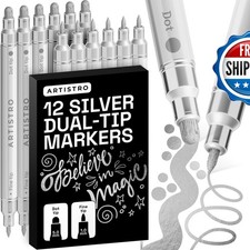 ARTISTRO Silver Dual-Tip Acrylic Paint Marker Pens Set of 12