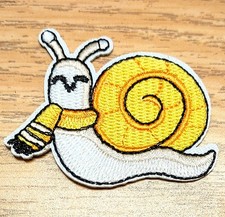 Adorable Yellow Snail wearing Scarf Embroidered Iron On Patch Cute Cartoon