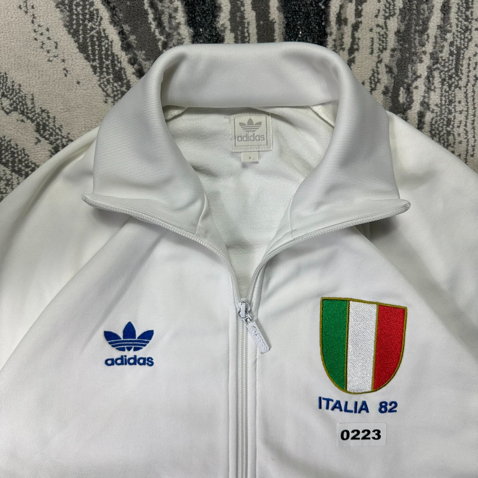 VTG Adidas 2000s Y2K Italia 82 Sz S White Funnel Neck Tracksuit Top Track Jacket image 2