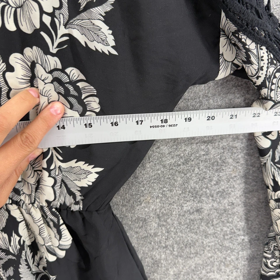 Mini Vestido Pink Owl Mujer M Mediano Negro Floral Manga Corta Larga Cuello Redondo Foto 4 de 4