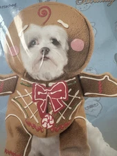 Christmas Holiday Gingerbread Man Pup Pet Dog Costume Small
