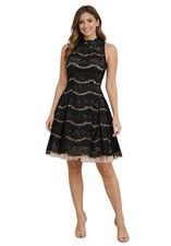 Trixxi Black Lace Fit & Flare Dress Nude Lining Sleeveless Size 3