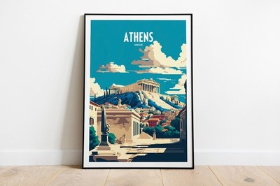 1_Athen Griechenland Reisedruck - Athen Greek Travel Poster - Griechenland Travel Print