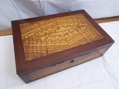 Wooden Guitar Match Curly Maple Oak Inlay Tea Box Storage Sewing Caddy Dresser