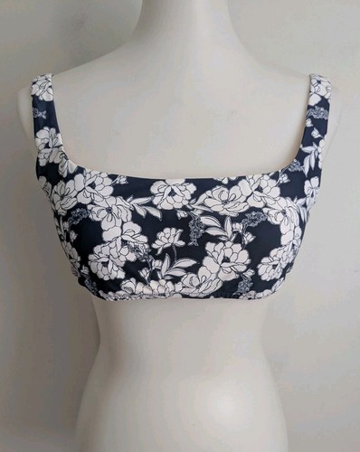 J Crew Large square neck bikini top in magnolia floral Navy Blue White Padded - Picture 2 of 11