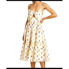 FARM RIO ANTHROPOLOGIE Multicolor Pineapple Cutout Midi Dress Size Large