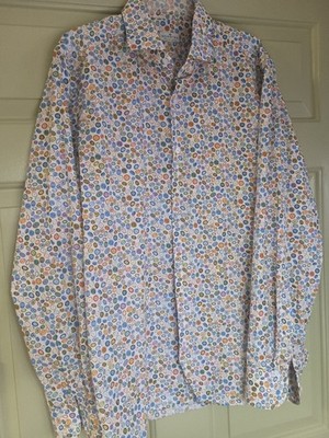 SONRISA Mens Multicolor Dress Shirt Large Made Italy Long Sleeve 100% Cotton