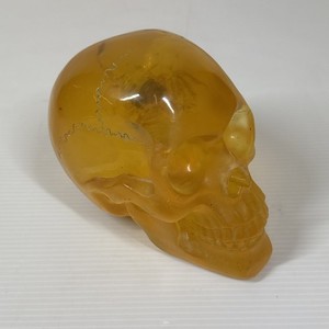 Real Scorpion Encapsulated In Orange Resin Skull 6"