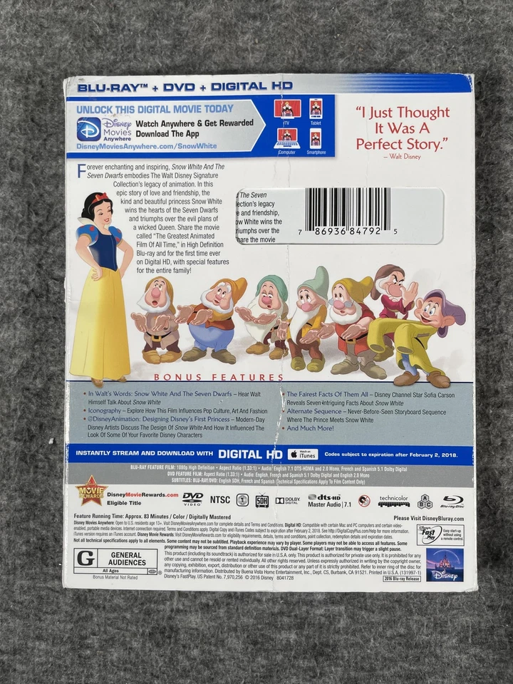 Snow White and the Seven Dwarfs Blu-ray + DVD Walt Disney Signature Collection - Image 2 of 4