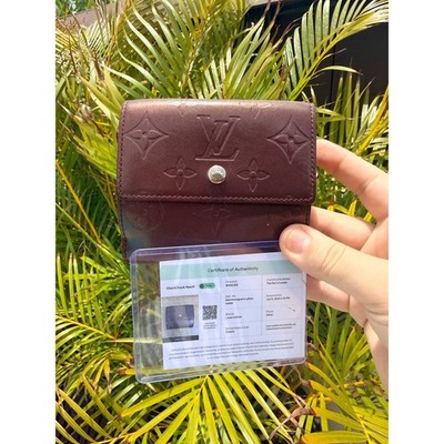 Louis Vuitton Elise Burgundy Matte Wallet w/ COA
