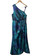 Adrianna Papell One-Shoulder Jacquard Gown Elegant Party Sleeveless Size 18