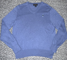 Brooks Brothers Sweater Mens L Blue V-Neck 100 Supima Cotton Pullover Classic