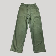 Vintage 60s US Military Vietnam Trousers Mens 26x28 Green Type 1 Sateen OG-107