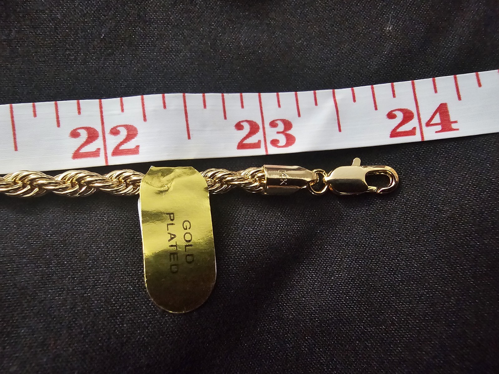 24in. 14K Gold Plated on brass- 2mm Rope Chain Necklace with Velvet Pouch image 2